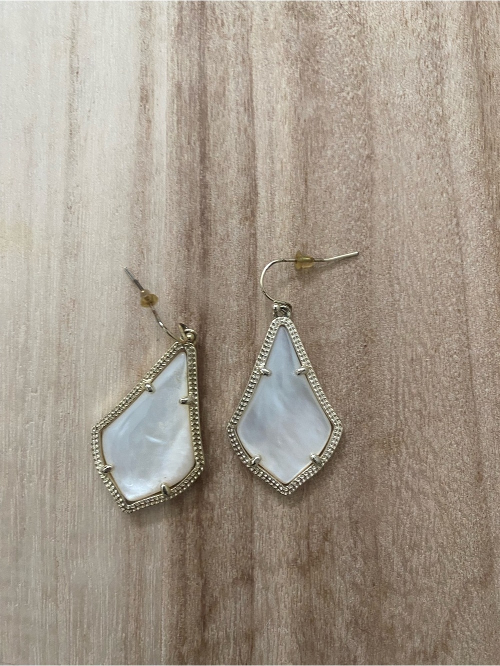 Kendra Scott Gold Trim Mother of Pearl Drop Earrings